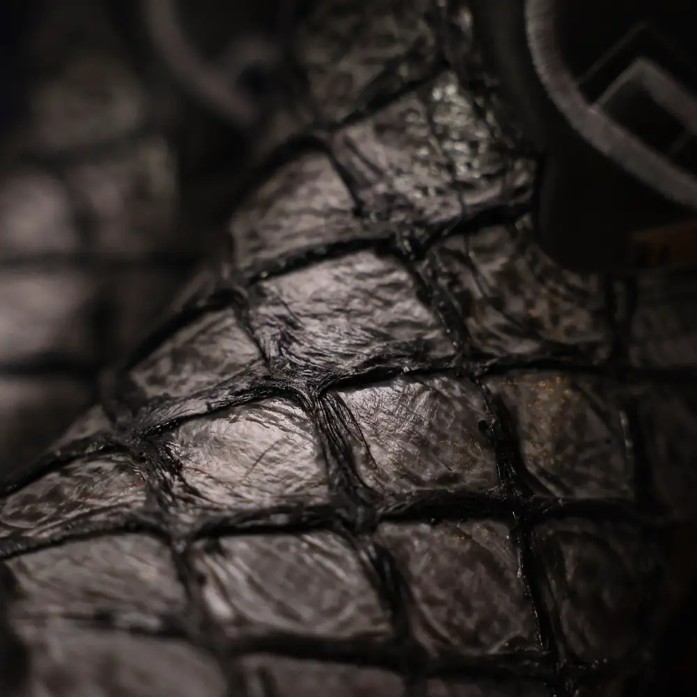 Midnight Grey Pirarucu Leather Boots - Square Toe