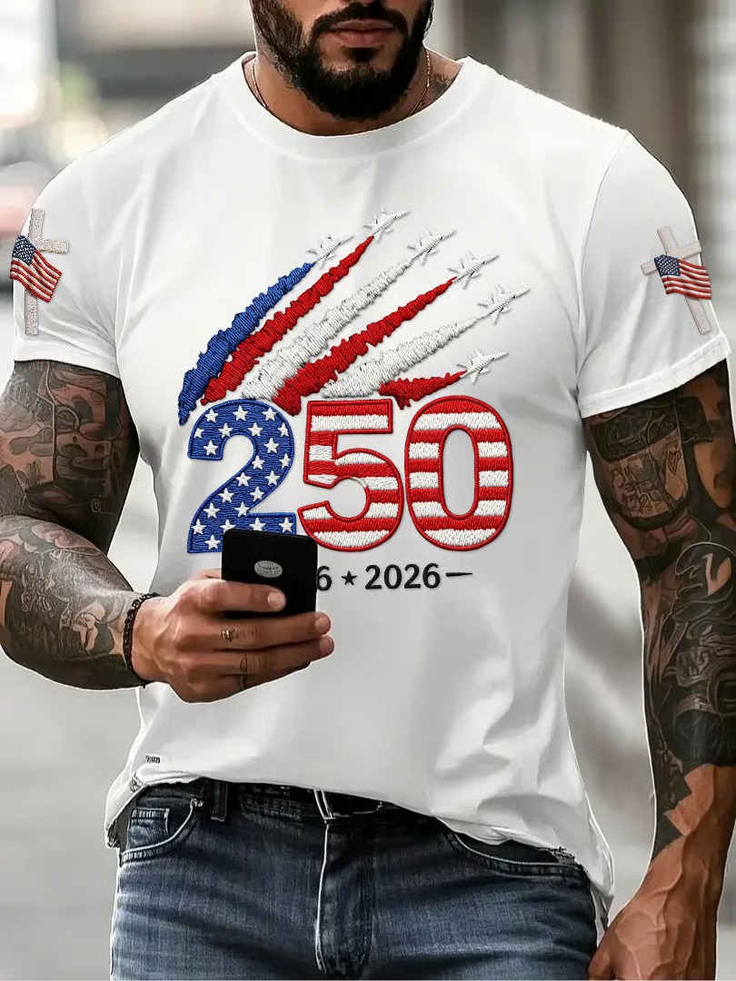 Men's 250Th Anniversary Printed Round Neck Short Sleeve T-Shirt From The United States