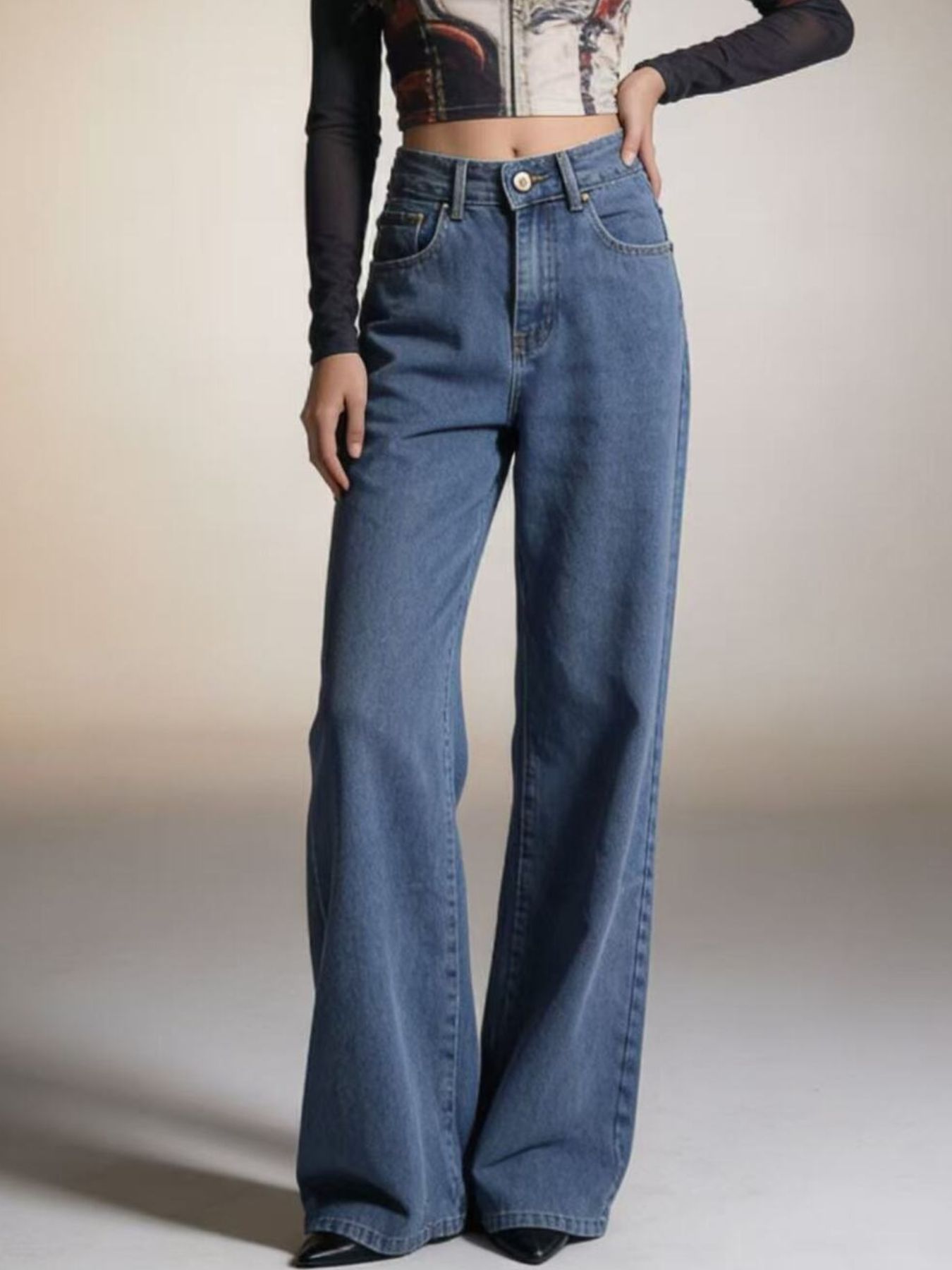 Bow Back Wide Leg Jeans