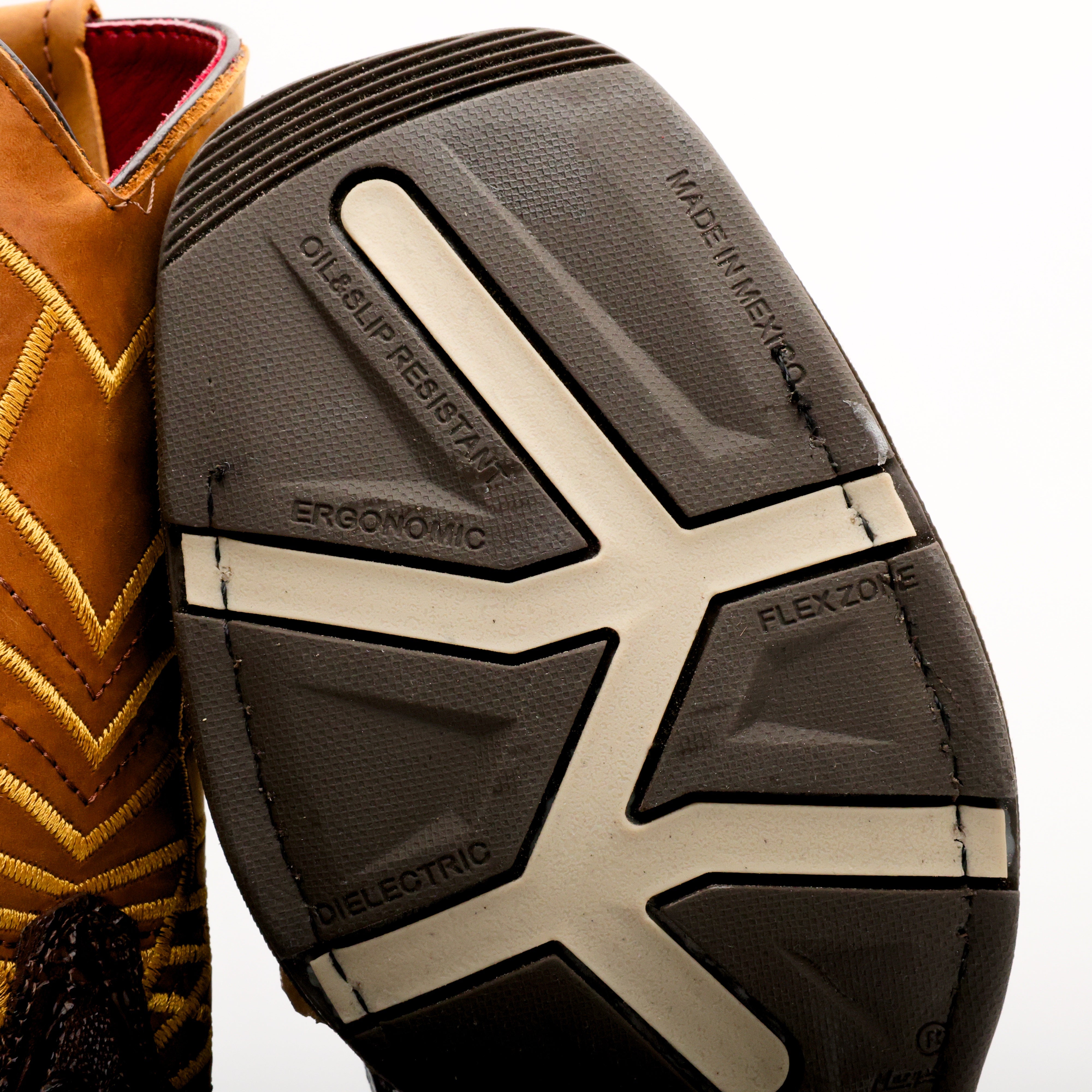 TBR Brown Hand-Tooled Leather Boots With 3D Lightweight Sole - Composite Toe