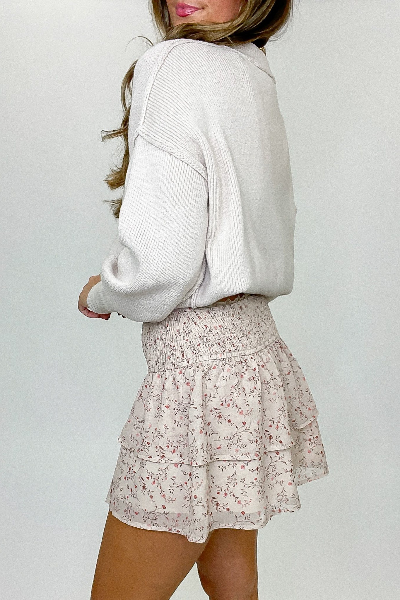 Petal Cascade Floral Ruffle Tiered Skirt