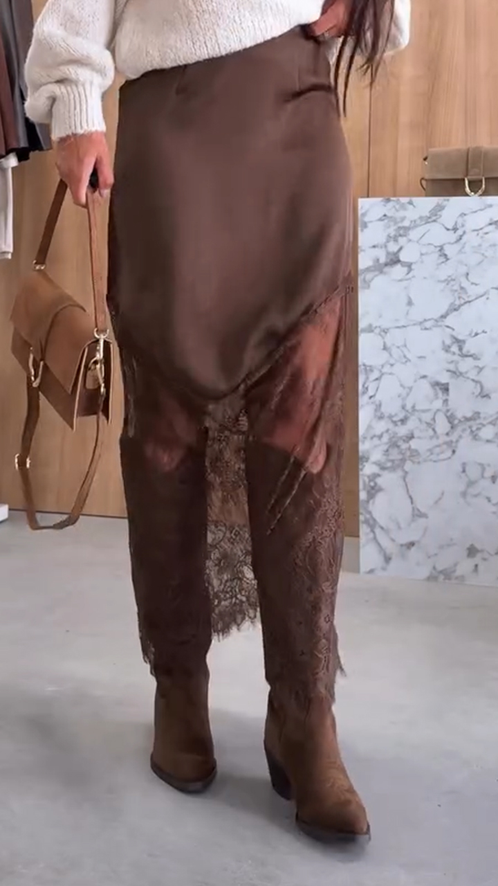 Women Patchwork Printed Hollow Casual Skirt