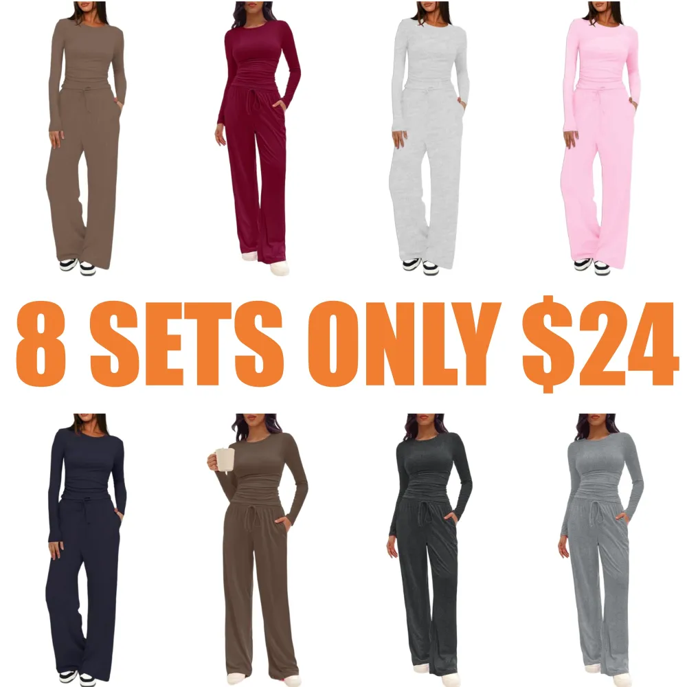 Women's Solid Ruched Drawstring Loungewear Set