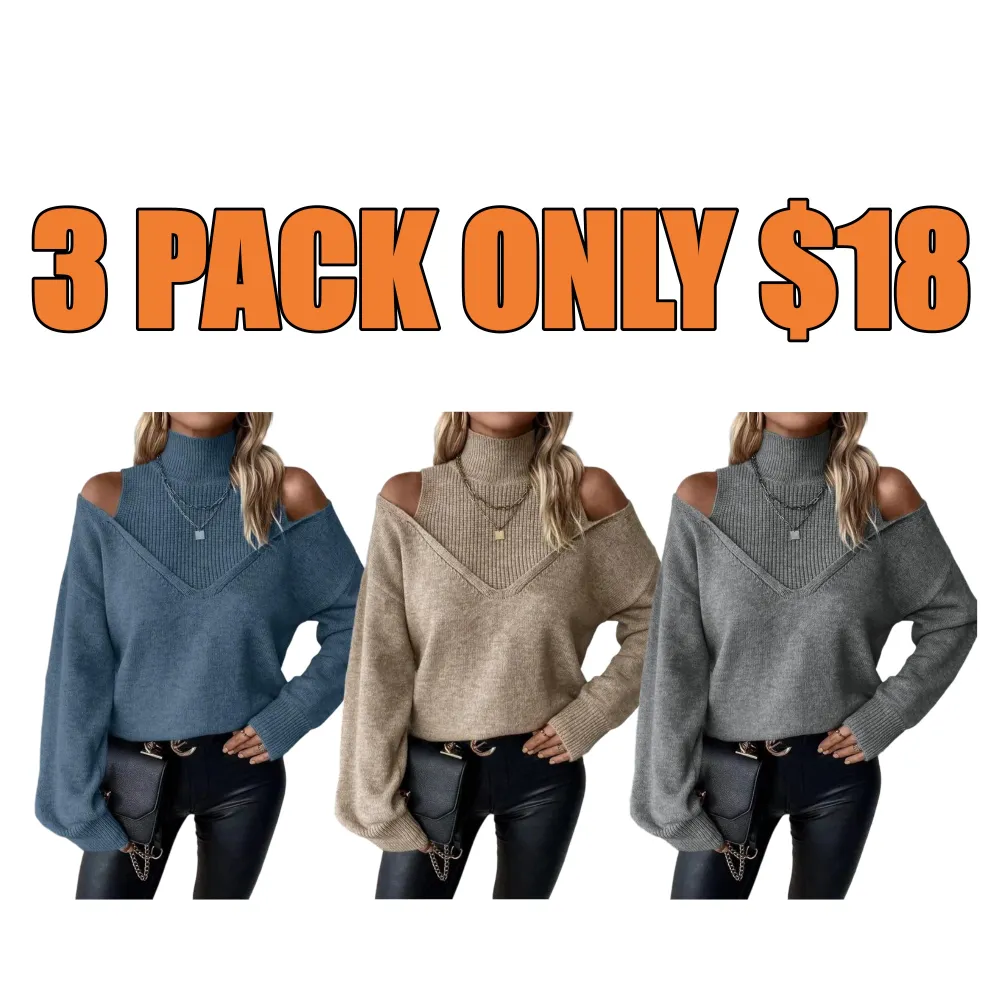 Women's Plain Cut Out High Neck Sweater