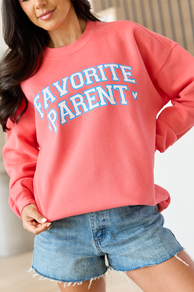 Favorite Parent Light Red Graphic Sweatshirt