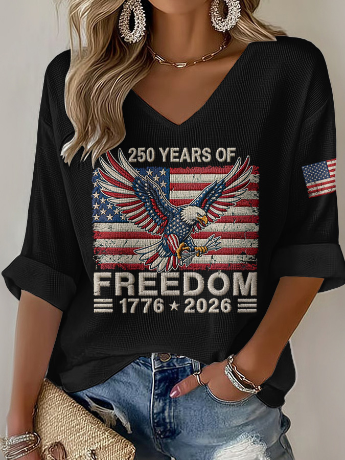 Women'S Retro American Independence Day Printed Casual Top