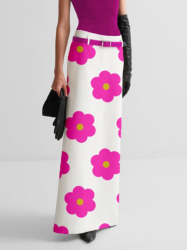 Floral Printed Split-Back Skirts Bottoms