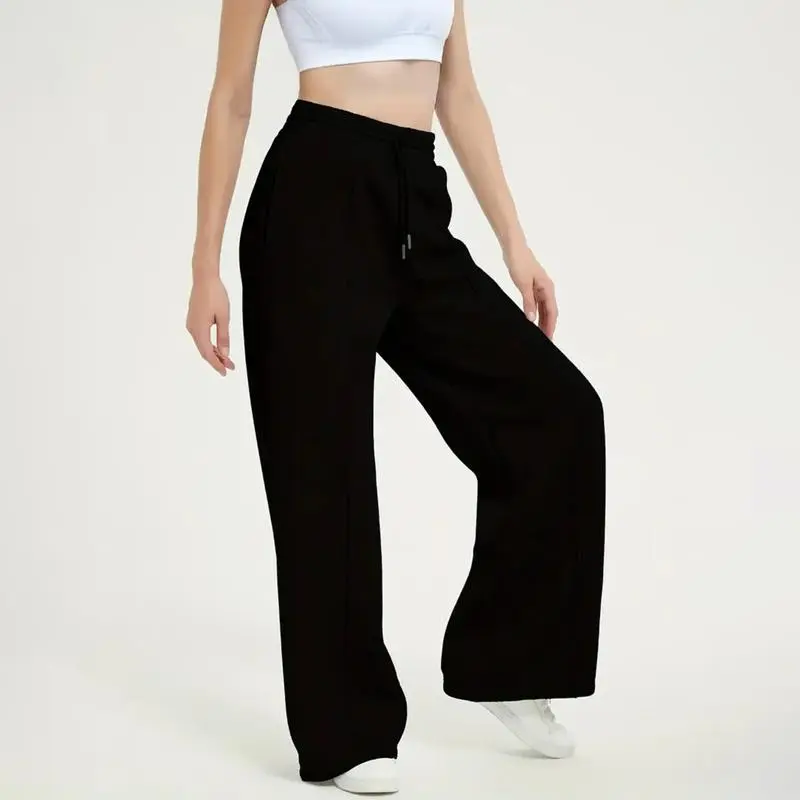 Women's Simple Design Straight Leg Drawstring Baggy Lounge Pants
