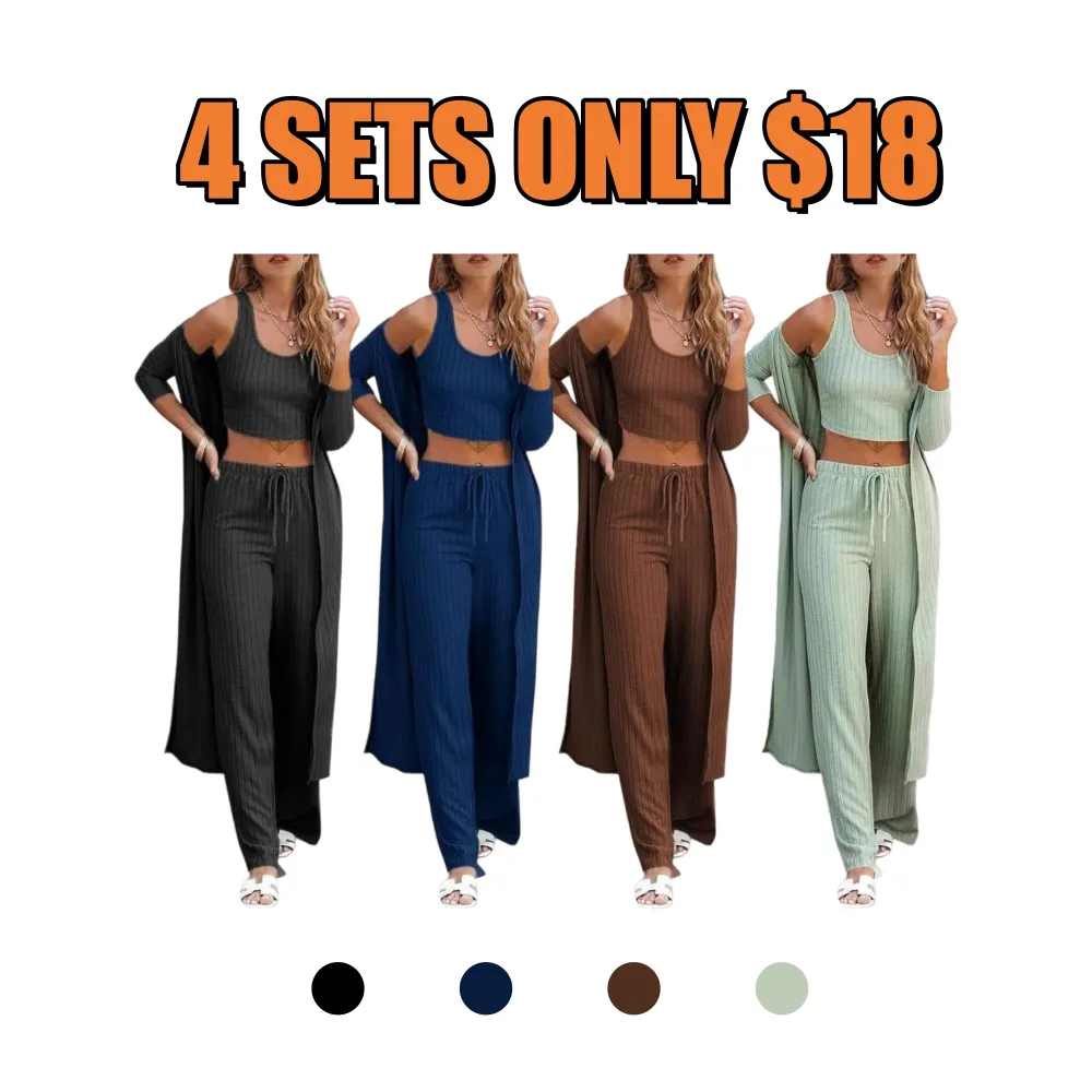 Women’s 3-Piece Loungewear Set with Cardigan