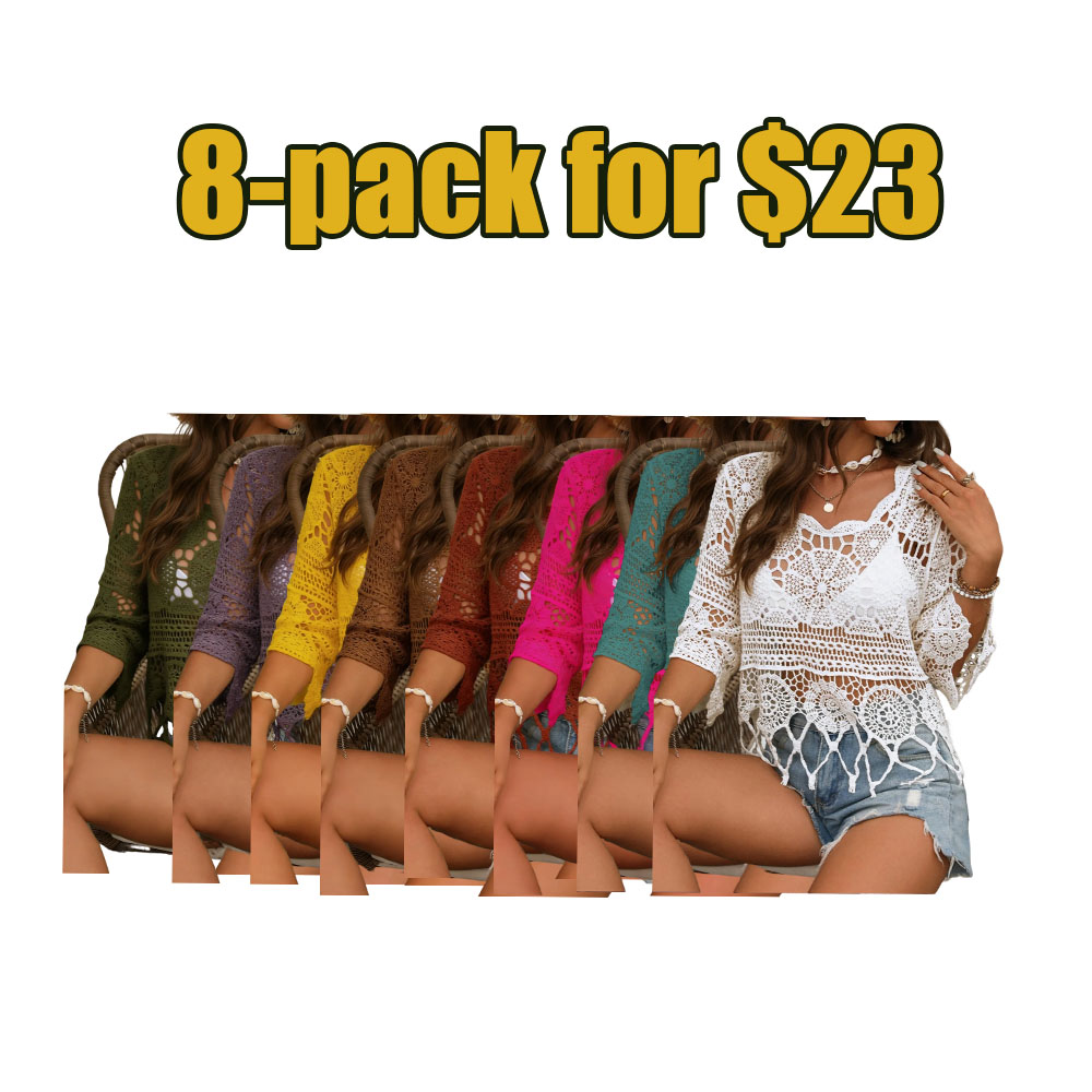 Women's Boho Fringe Trim Cut-Out Sheer Cover-Up – Perfect for Beach & Vacation