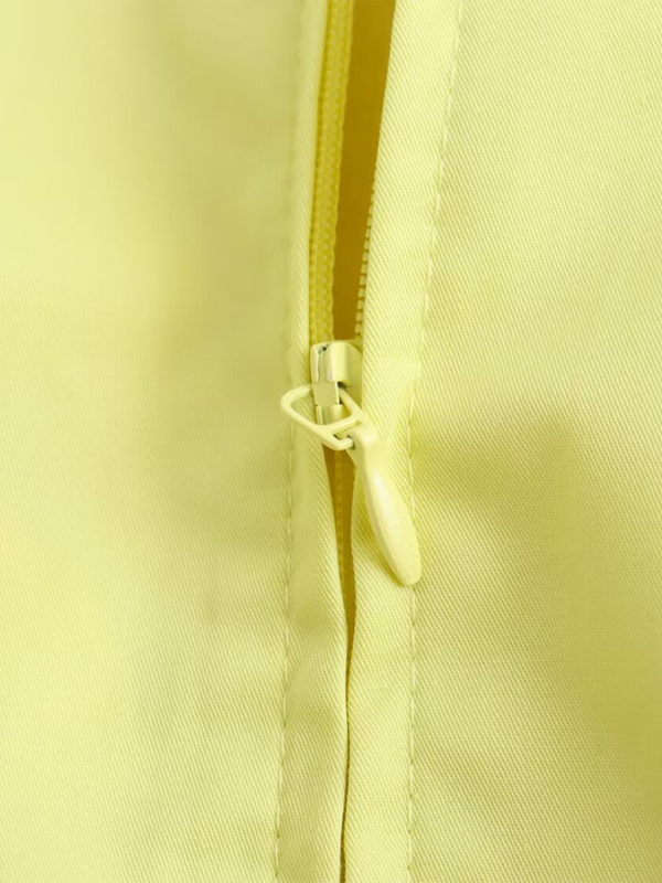 Round Neck Zipper Pocket Balloon Short Vest / Pleated Skirt