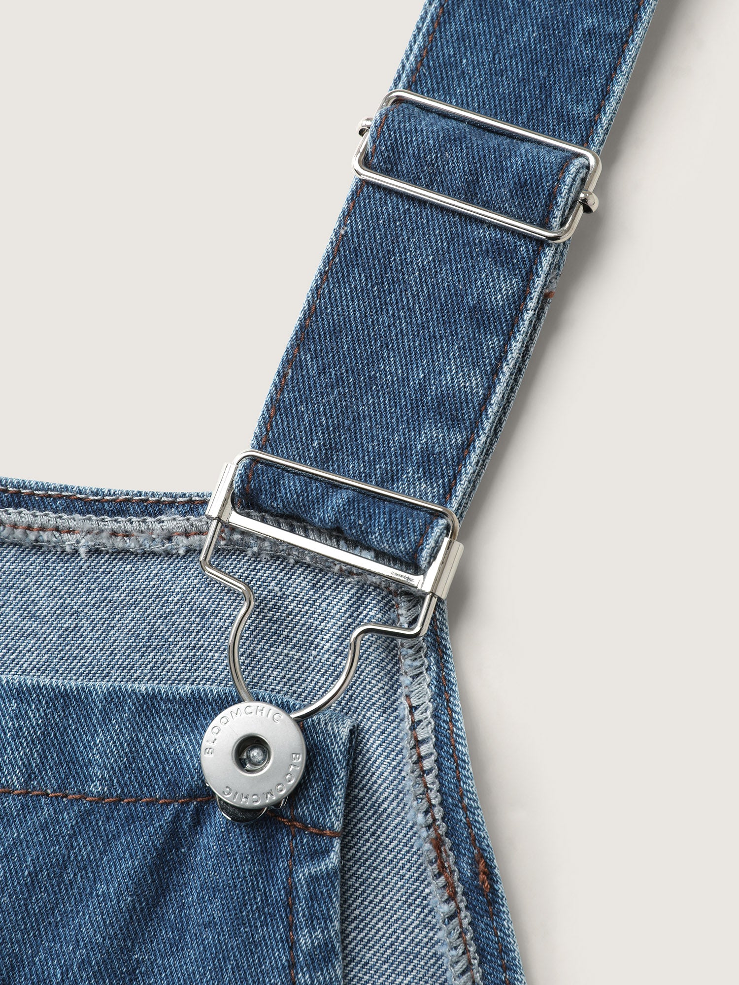 Cotton Adjustable Back Slit Overall Midi Denim Dress