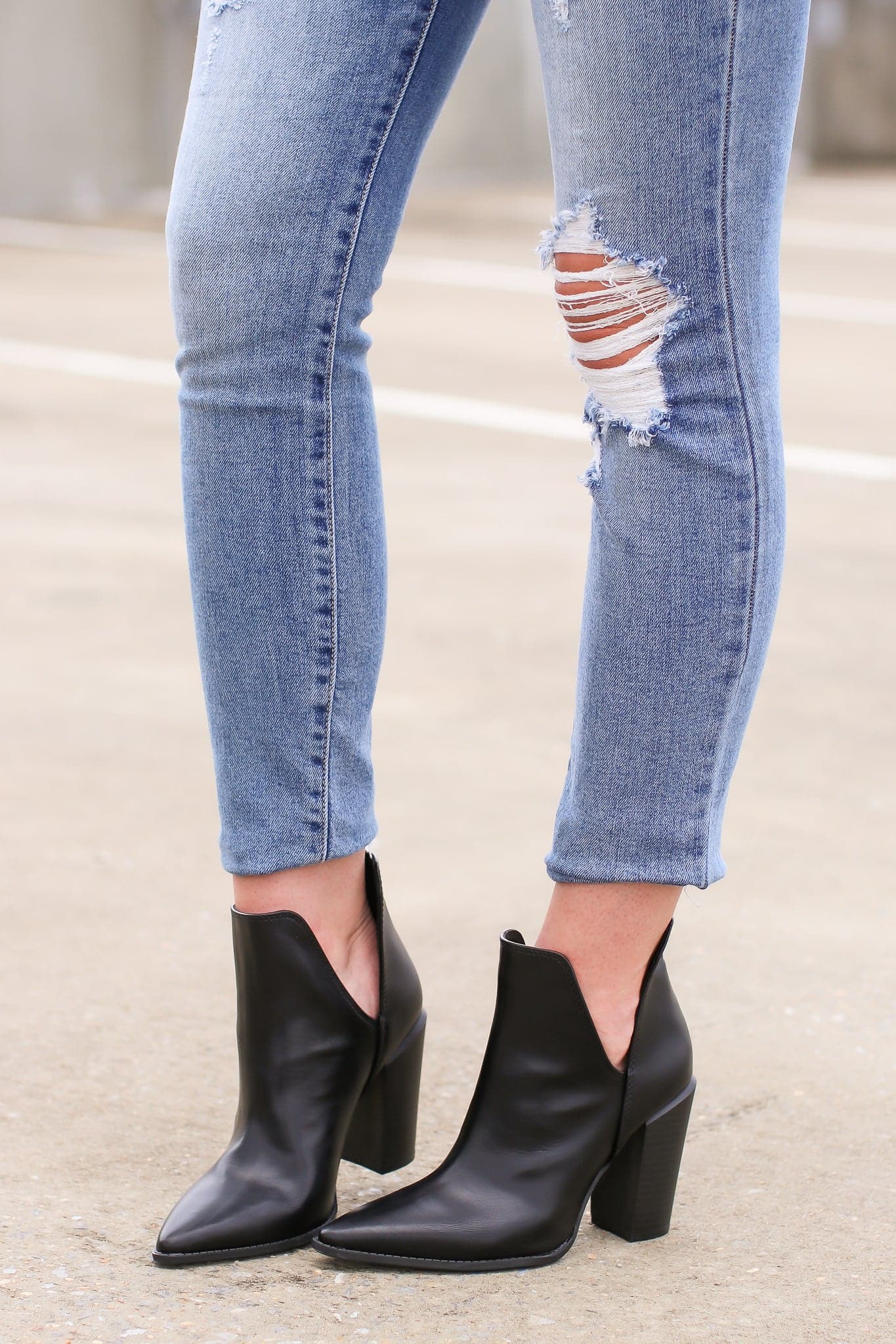 Side Cutout Heeled Bootie