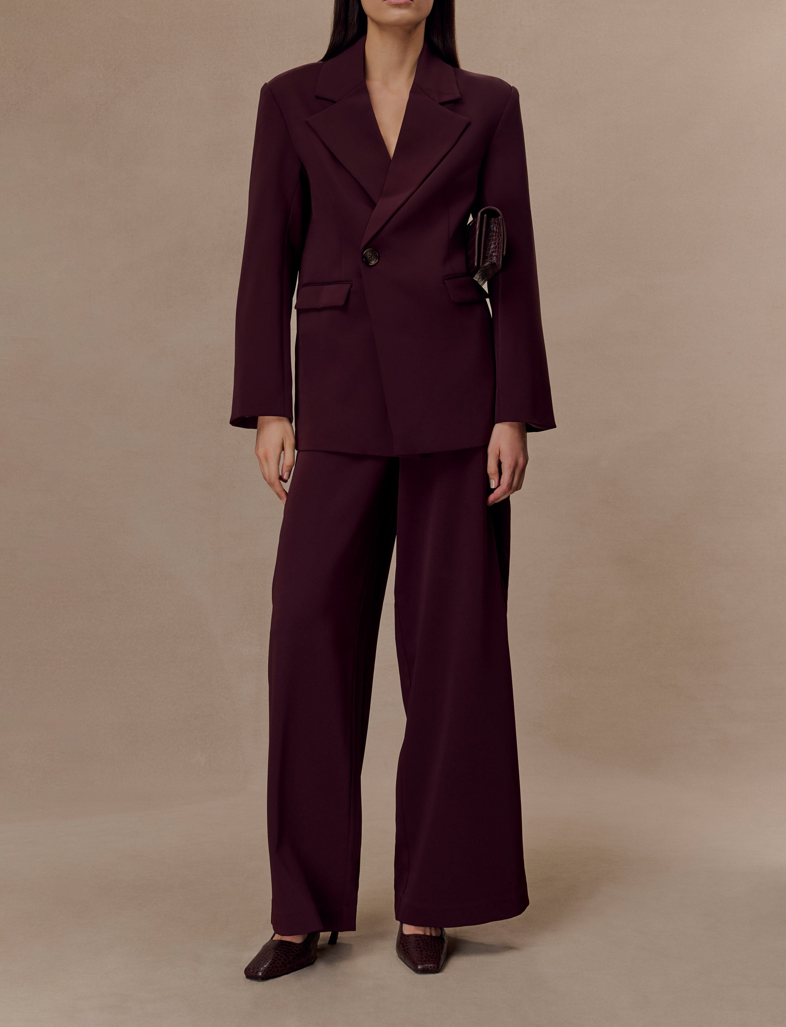 Mahogany Wide Leg Suiting Trouser
