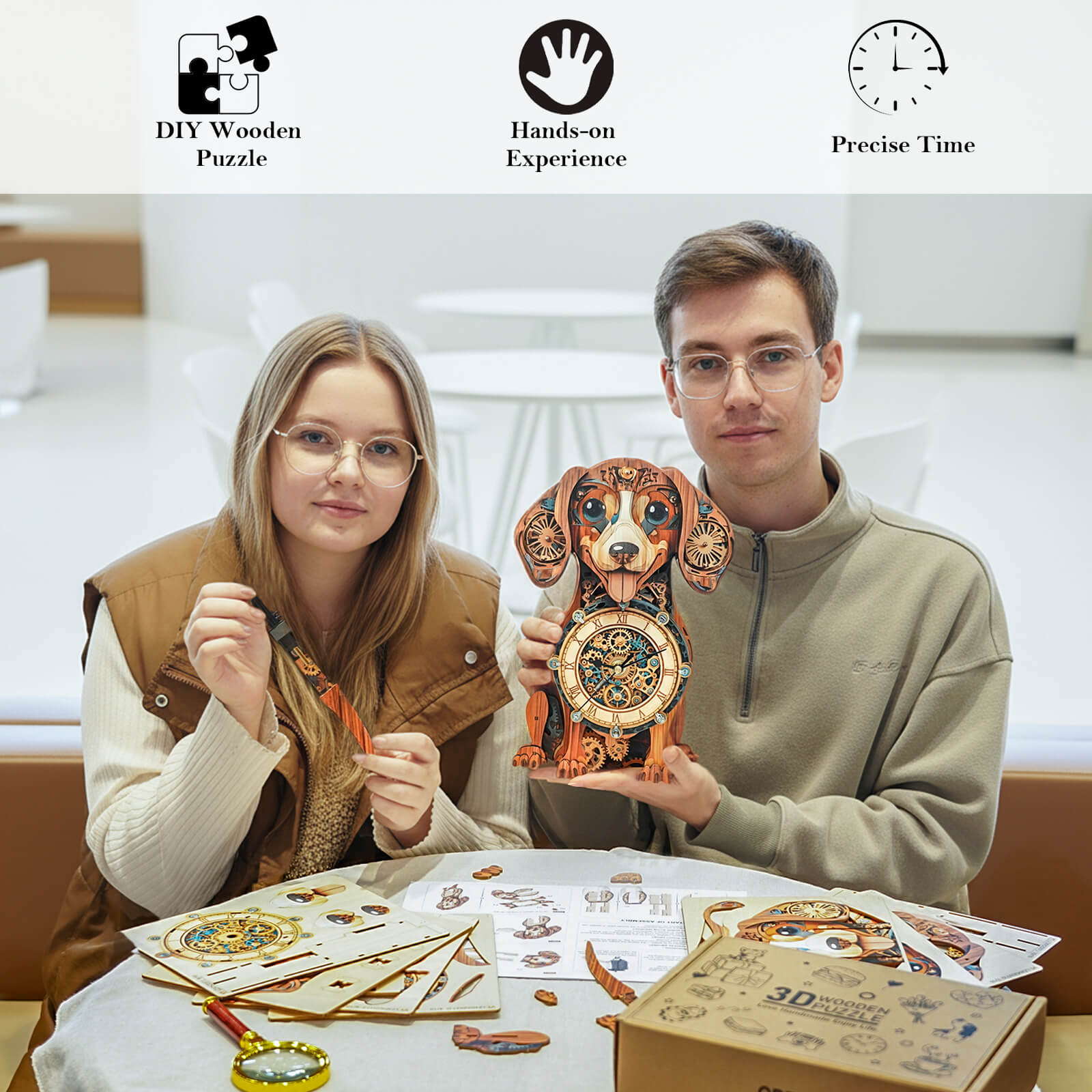 Dachshund â€“ DIY Wooden Clock, 3D Puzzle Craft Kit