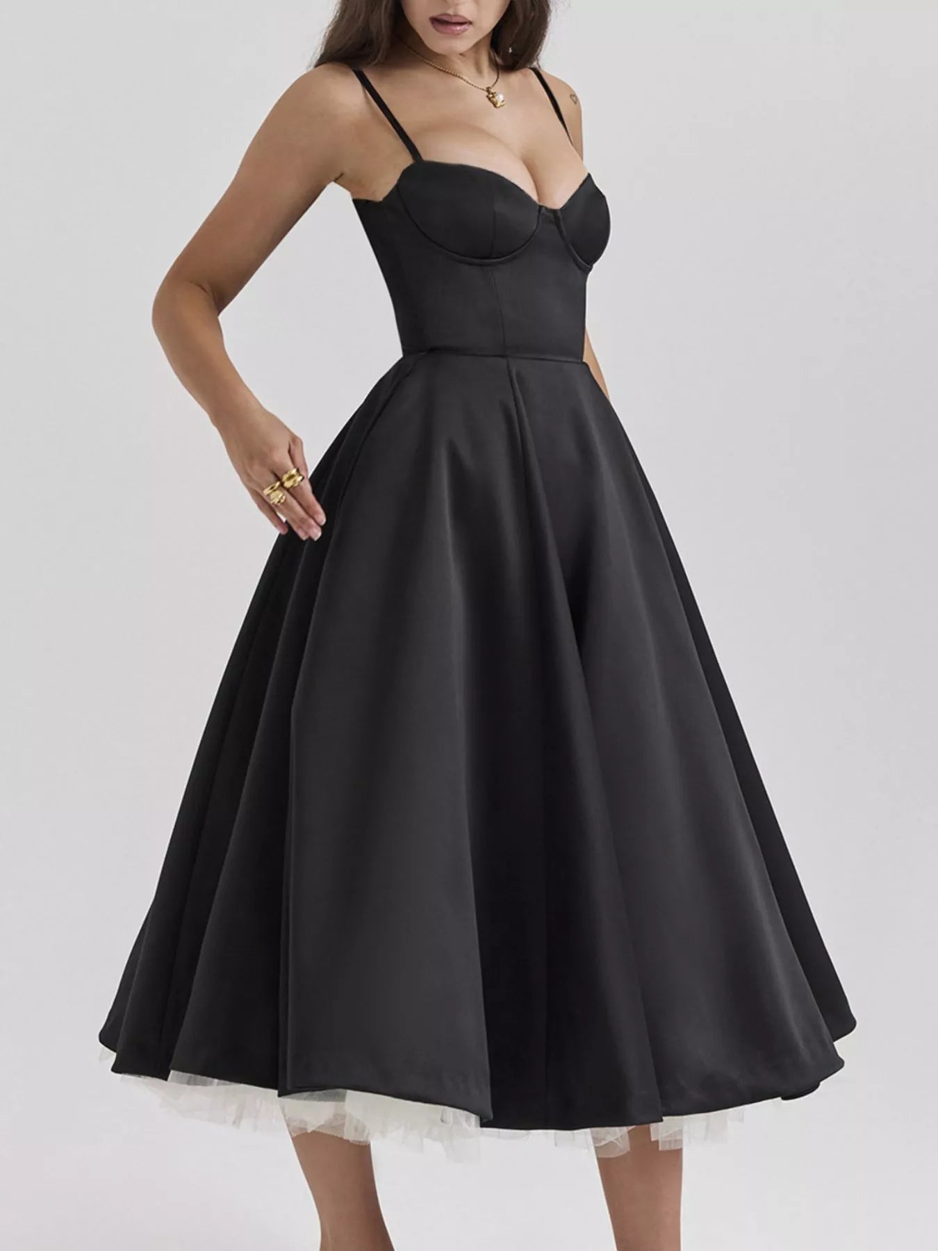 Sweetheart Neck A-Line Midi Dress