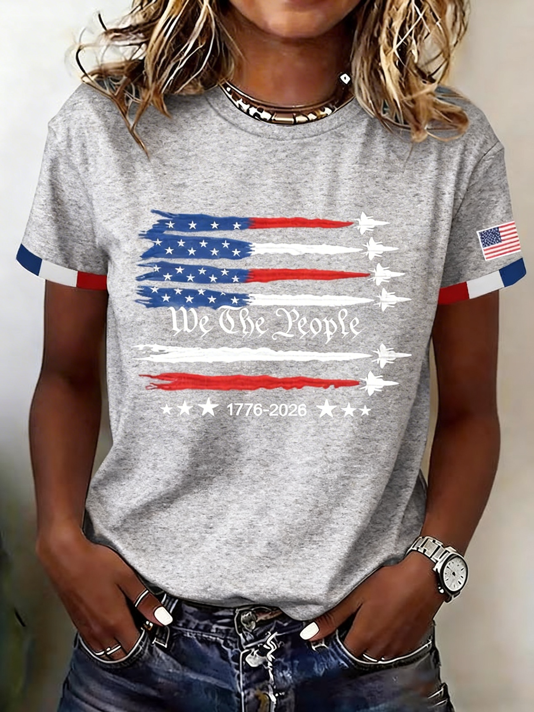 We The People 1776-2026 Patriot Fighter Jet Anniversary Tee