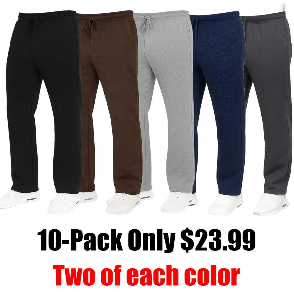 Men's Classic Heavyweight Fleece Sweatpants with Open Bottom