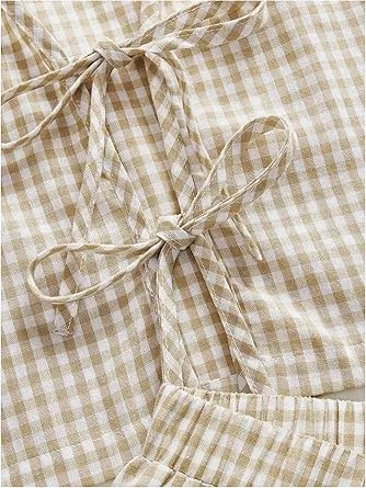 Women's Plaid Print Tank Top & High Waist Shorts Set