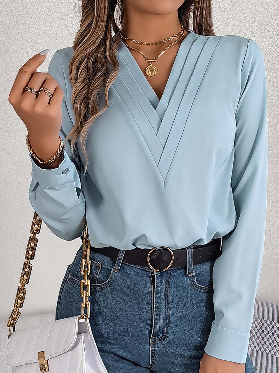 Women's V-neck Long-sleeve Shirt