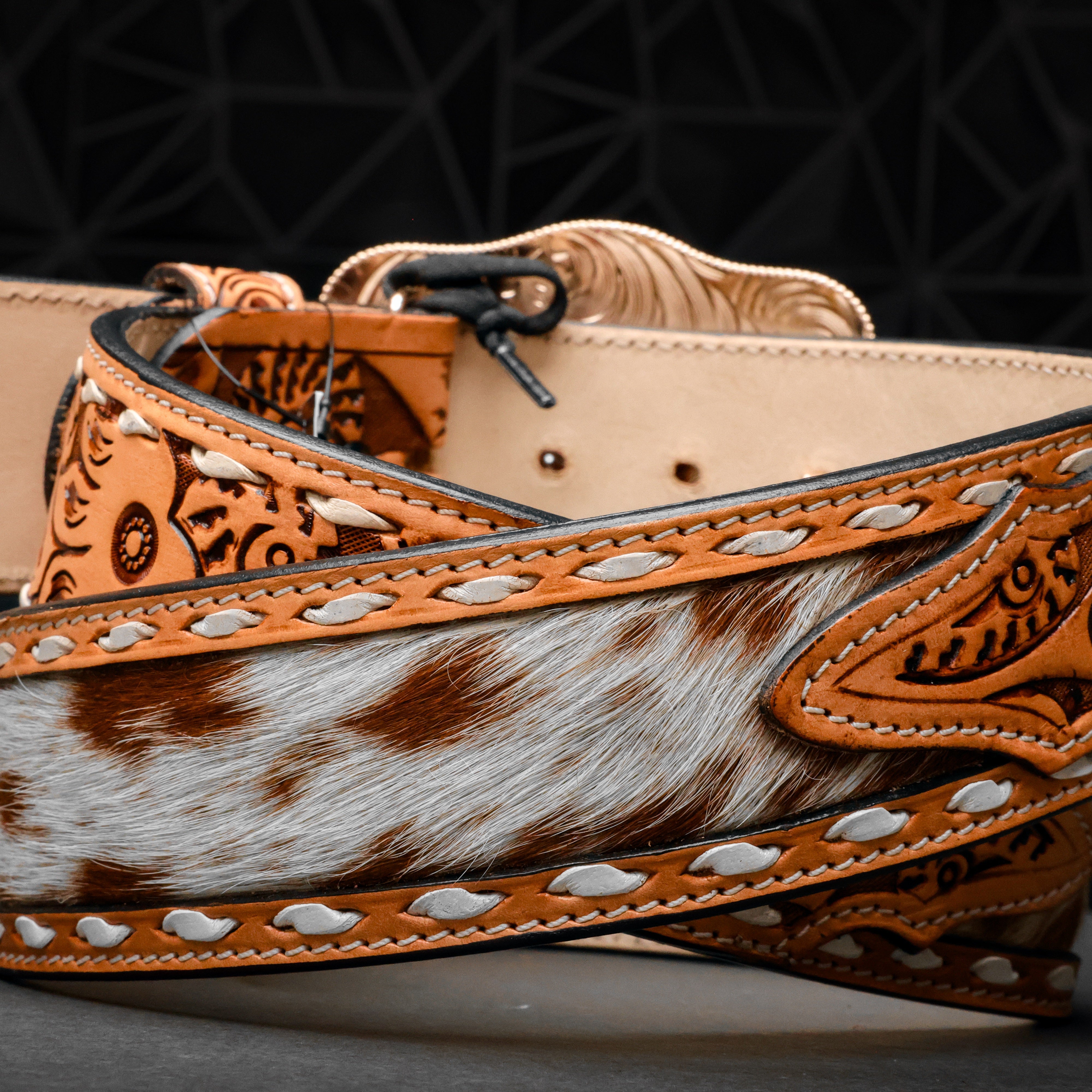 2 Inch Hand-Tooled Artesanal Genuine Cowhide Leather Belt