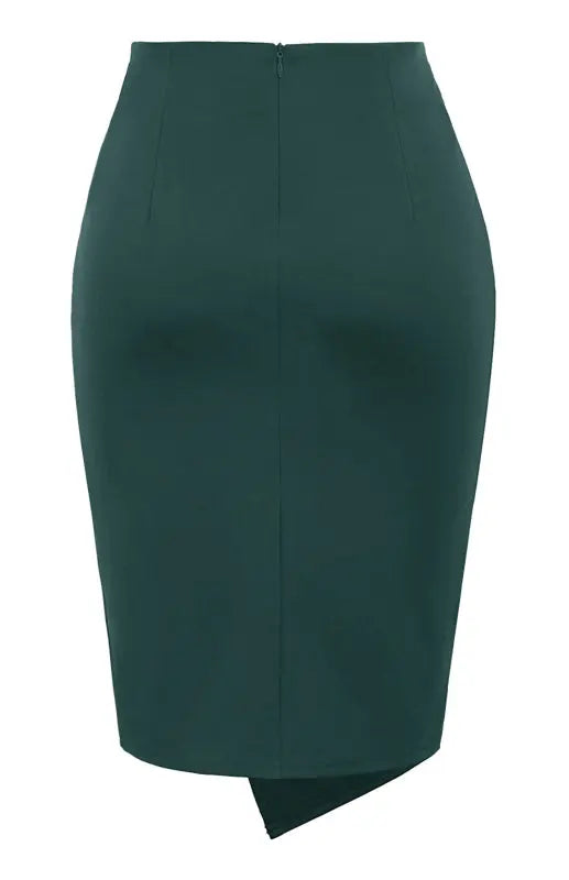 Pleated Solid Color Bodycon Midi Skirt
