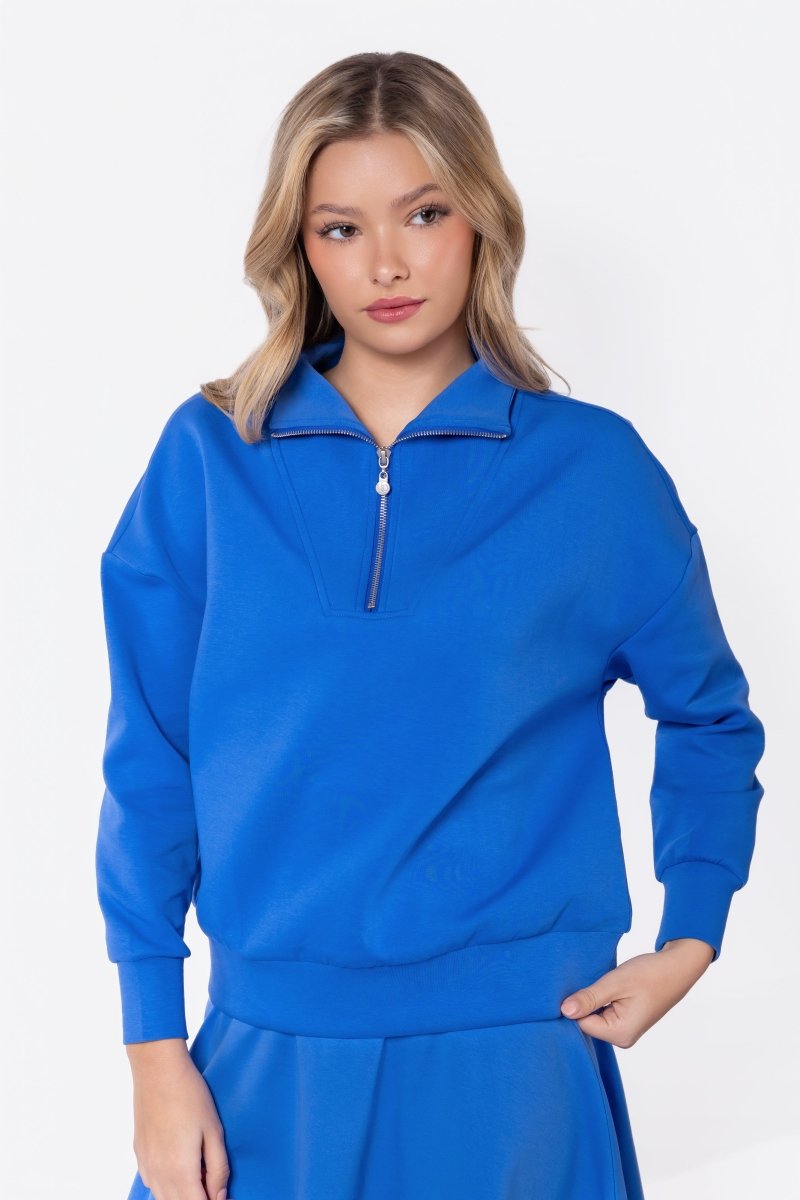 Mina Half Zip Top (Marina Blue)