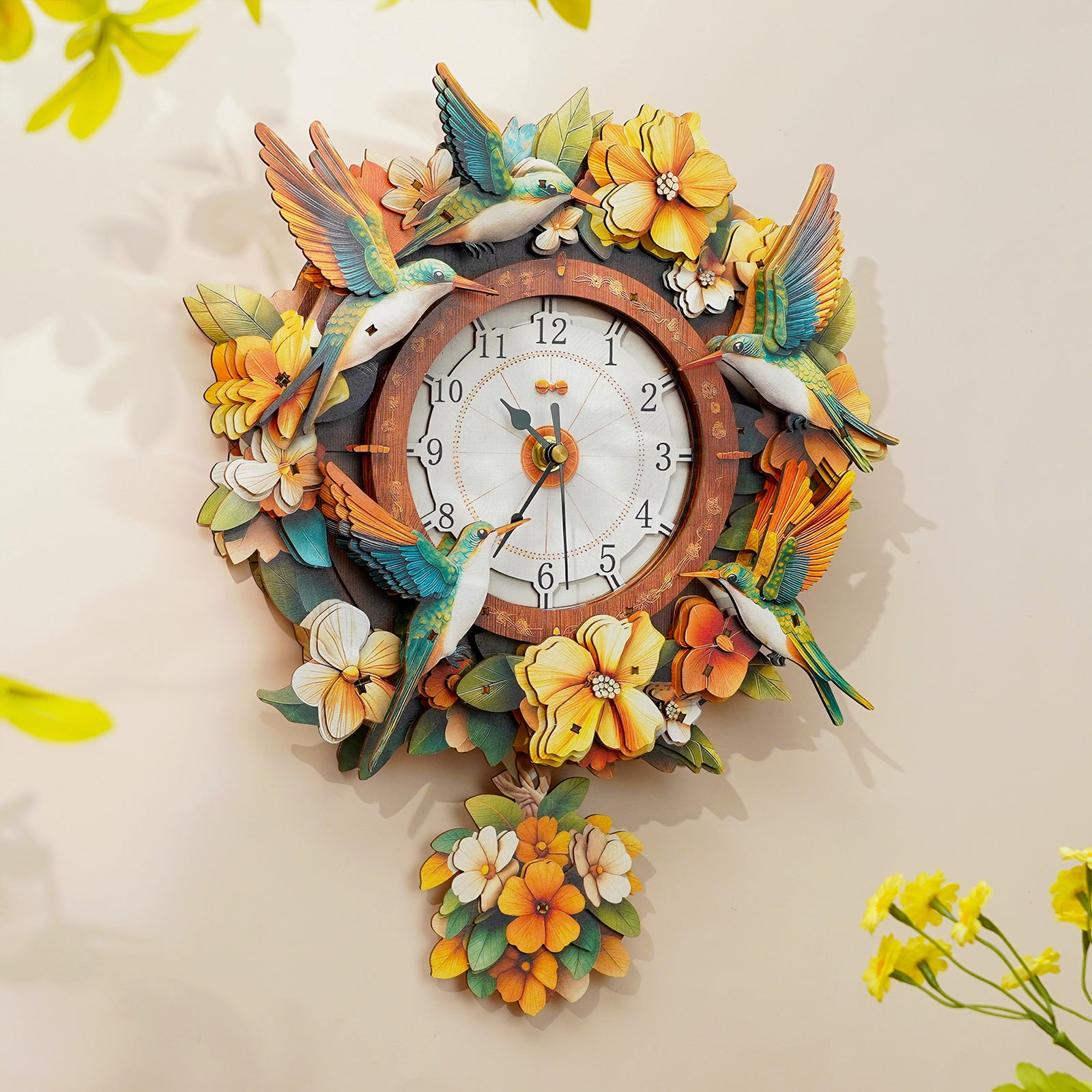Hummingbirdâ€“ DIY Wooden Clock, 3D Puzzle Craft Kit