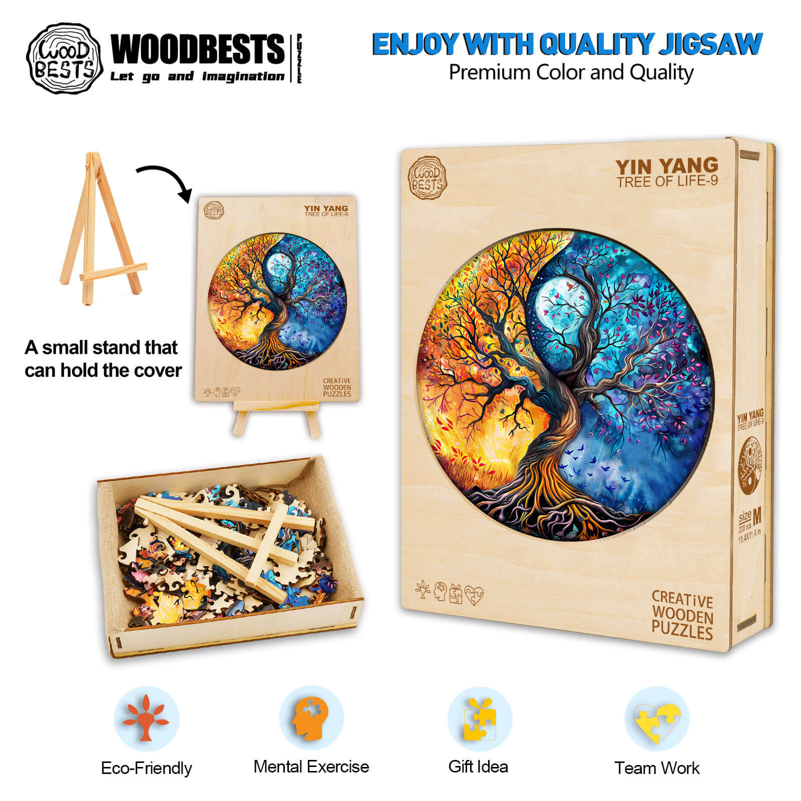 Yin Yang Tree of Life-9 Wooden Jigsaw Puzzle