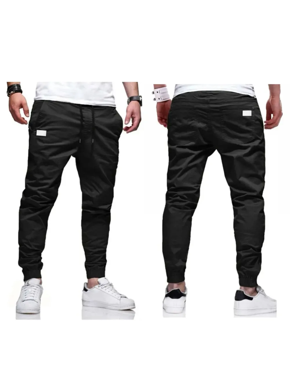 Men'S Solid Color Overalls Drawstring Sports Trendy Trousers Men'S Casual Drawstring Pants