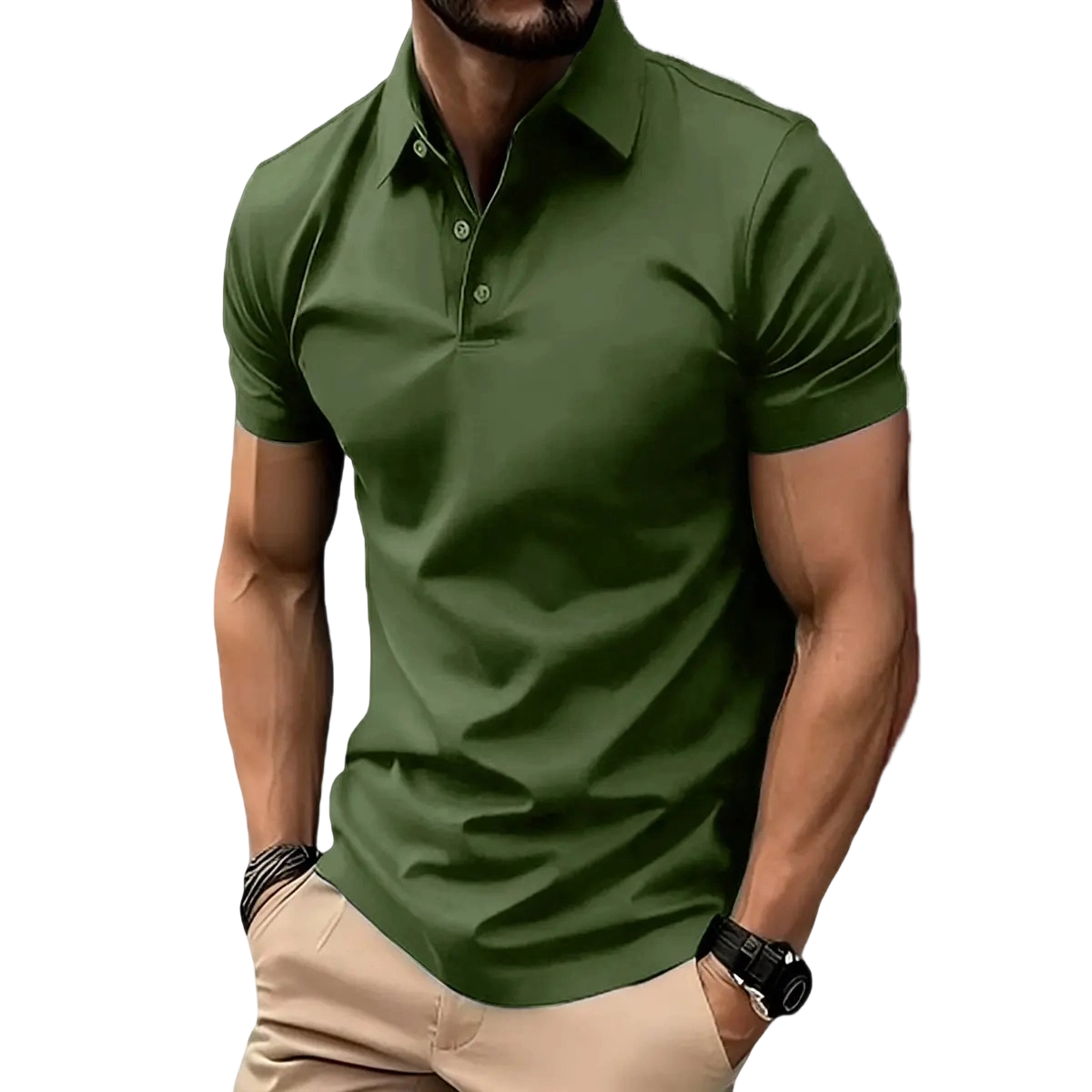 Men's Casual Solid Color Polo Shirt - 100% Polyester 150 GSM, Versatile for Golf, Bowling & Summer Business