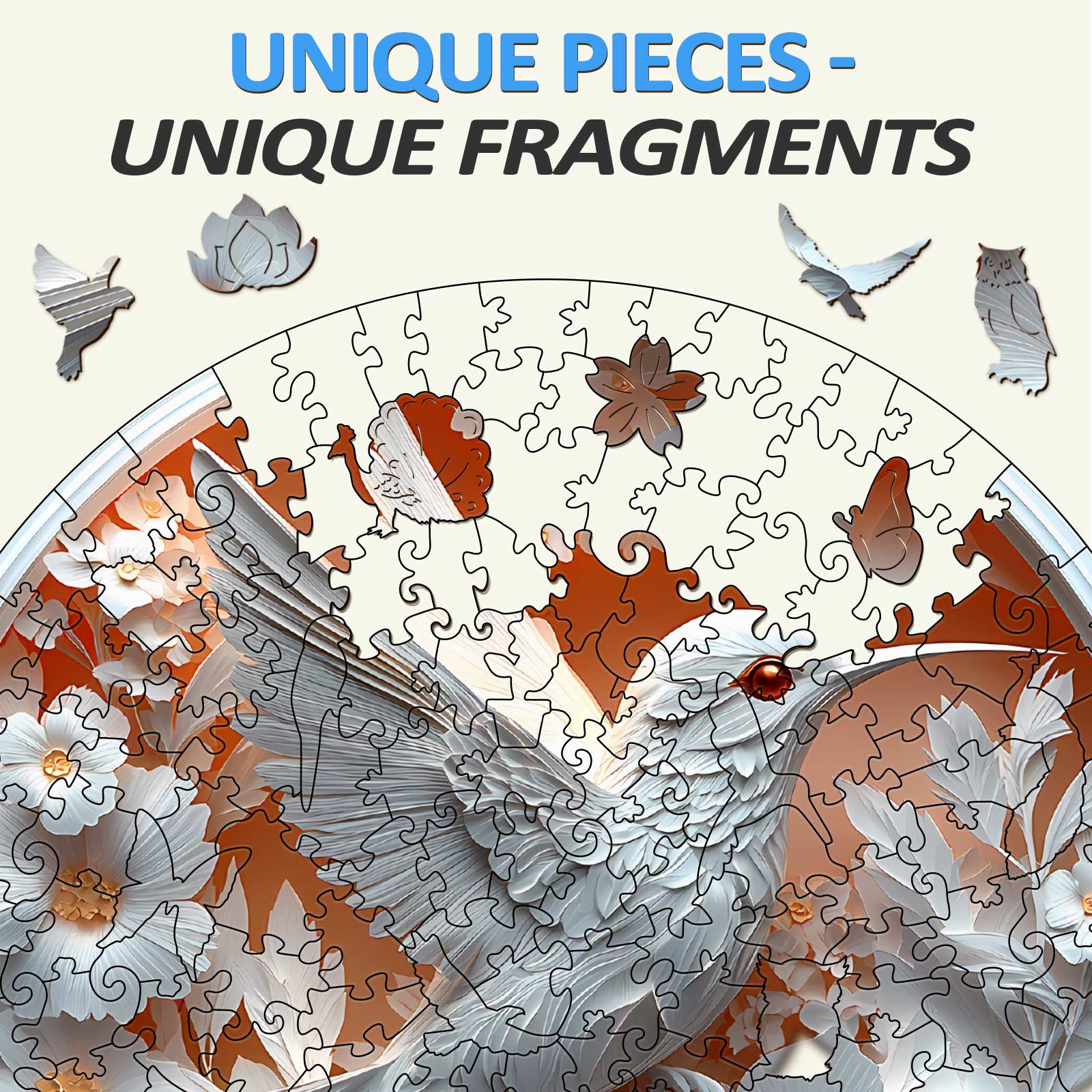 3D Paper Hummingbird Wooden Jigsaw Puzzle