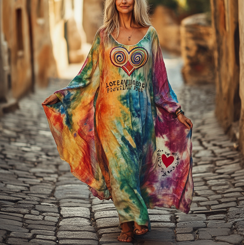 Vintage Hippie Loose Linen Dress a9de