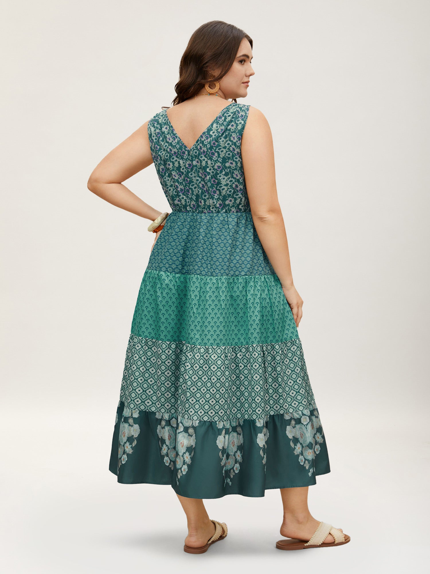 Bandana Patchwork Floral Sleeveless Dress