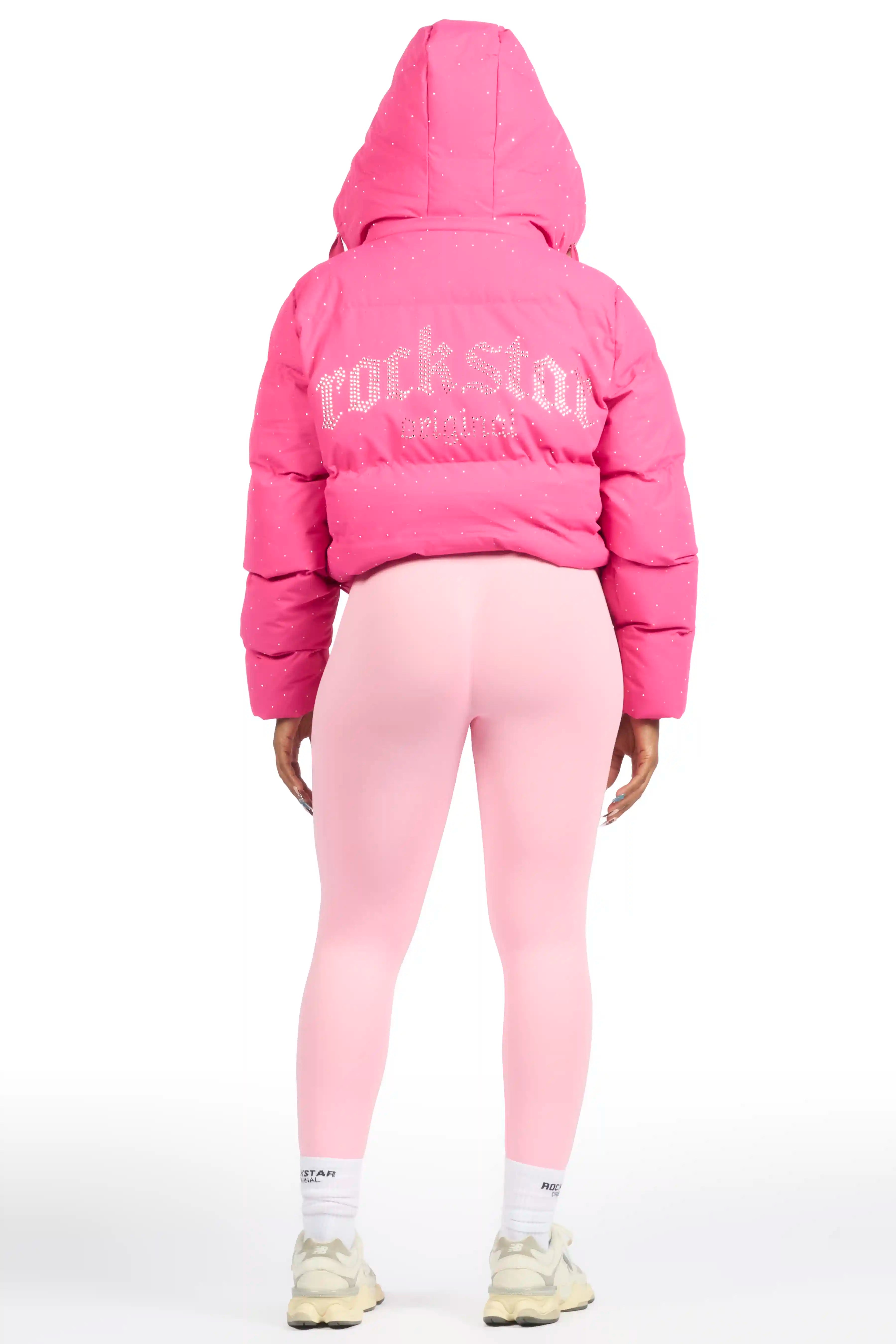 Onellia Hot Pink Rhinestone Puffer Jacket