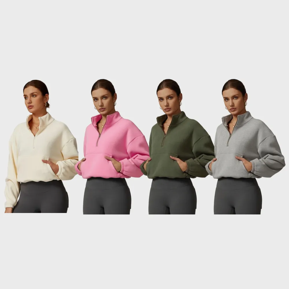 Women's Sporty Hooded Sweatshirt with Drawstring and Pocket