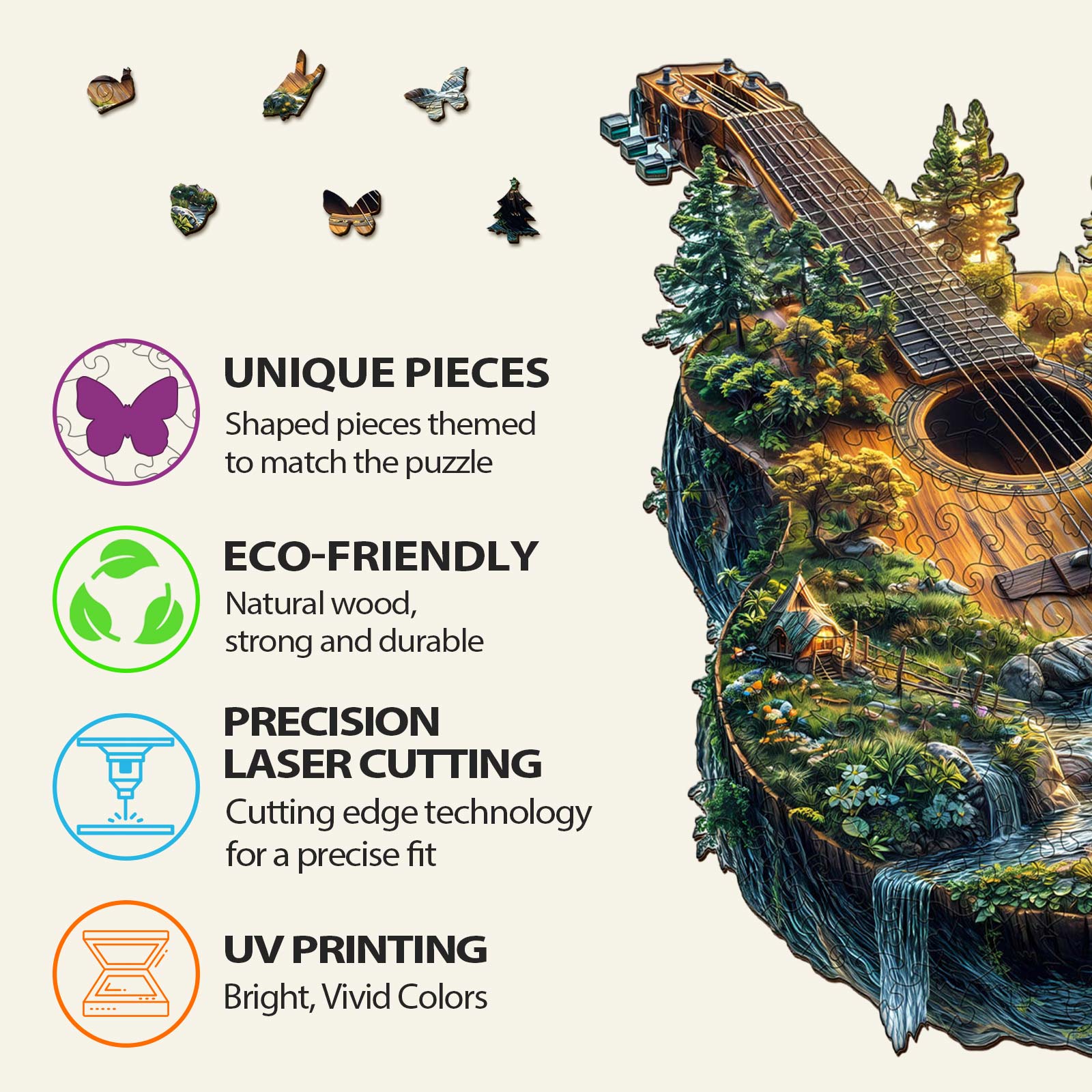 Forest guitar Wooden Jigsaw Puzzle