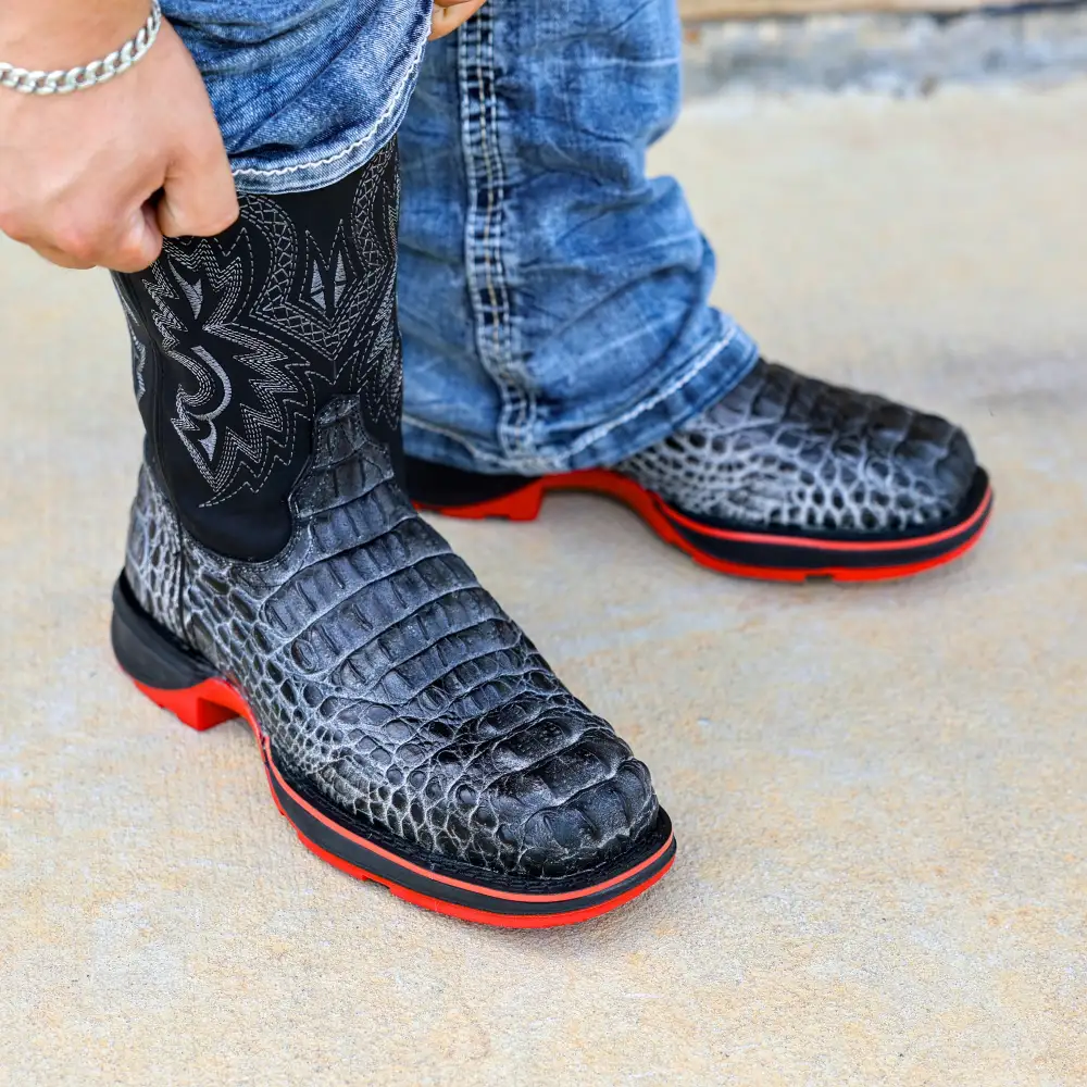 Eclipse Caiman Neck Leather Boots With 3D Lightweight Sole - Composite Toe