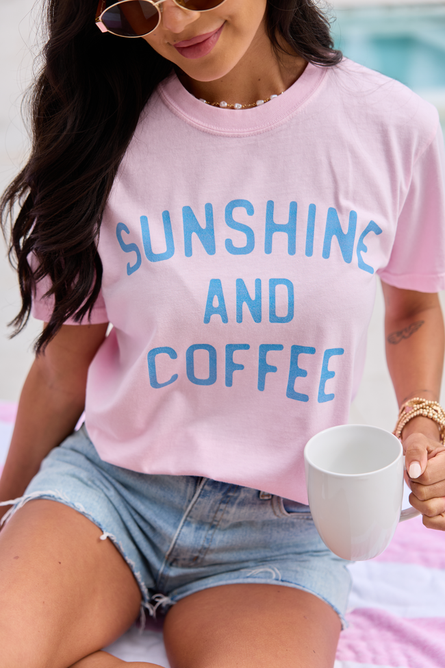 Sunshine And Coffee Light Pink Graphic Tee
