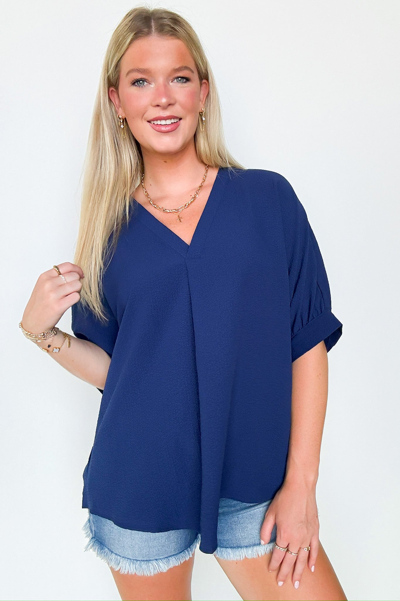 V-Neck Flowy Blouse Top
