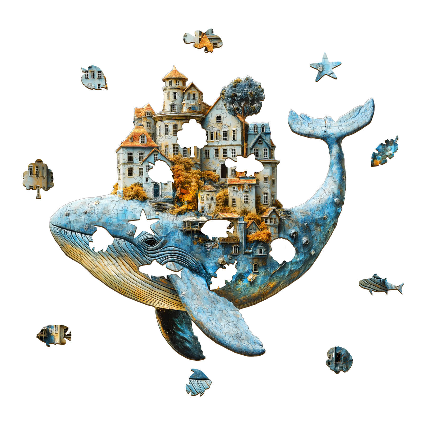 3D Whale City Wooden Jigsaw Puzzle