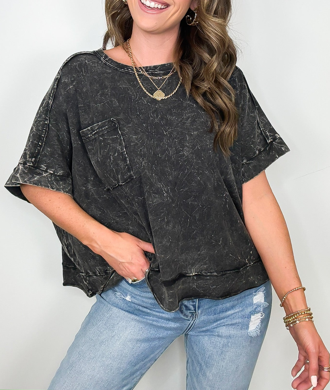 Vivid Aura Mineral Wash Oversized Tee