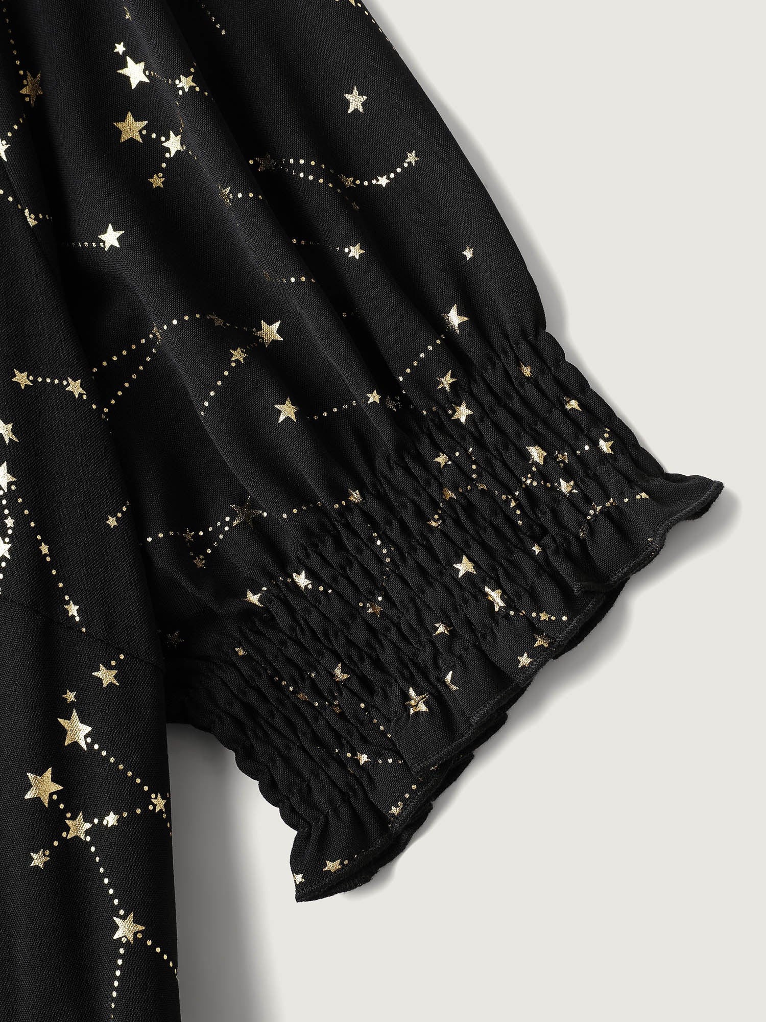 Shimmery Star Print Stretchy-Waist Midi Dress