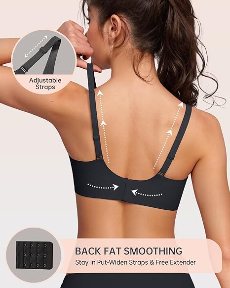 ✨🎁 Buy 1 Get 3 Packs🔥Womens Comfortable Wireless Bras Push Up Bralettes Seamless Tshirts Bras Deep V Everyday Bras