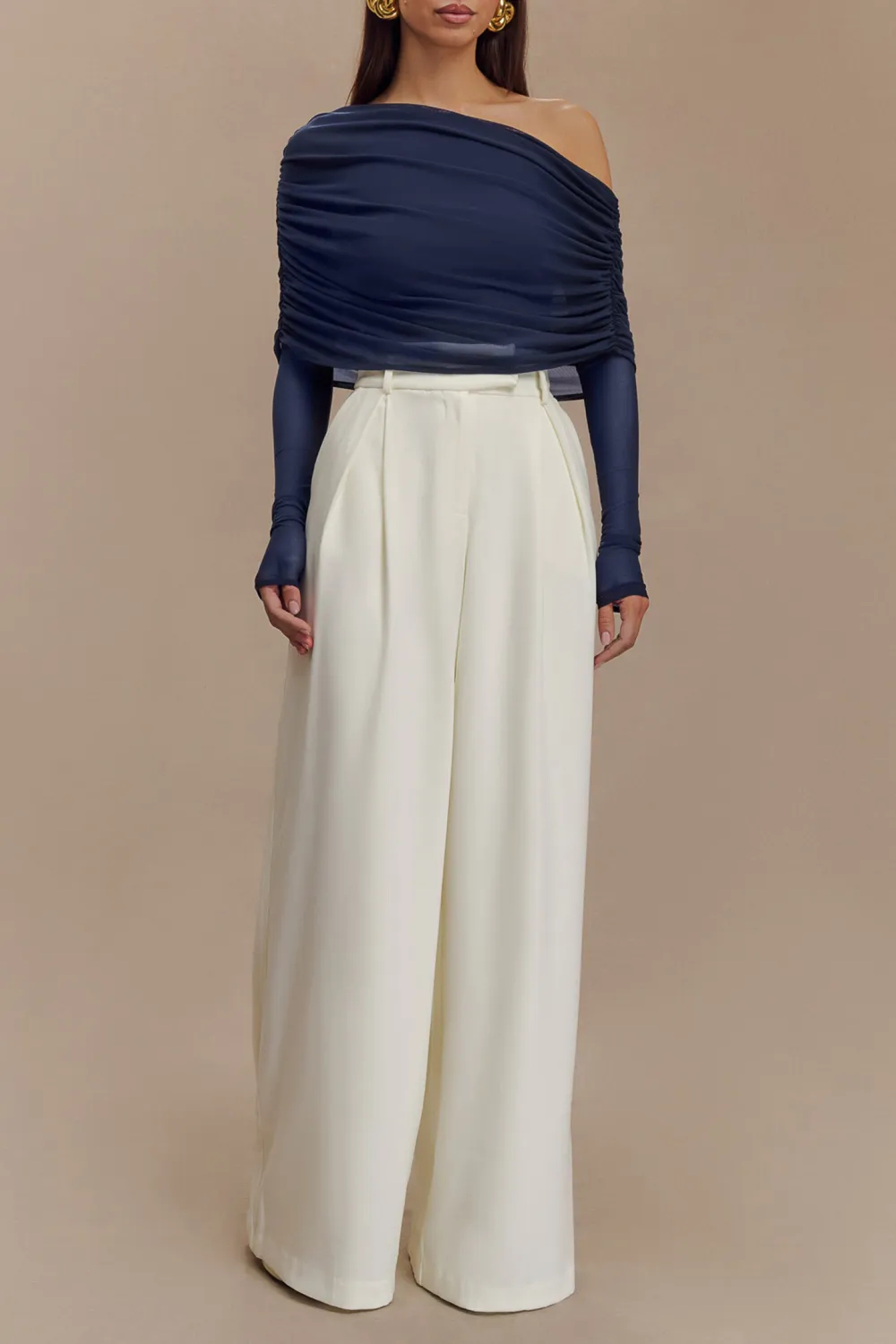 Sheer Mesh Off Shoulder Top