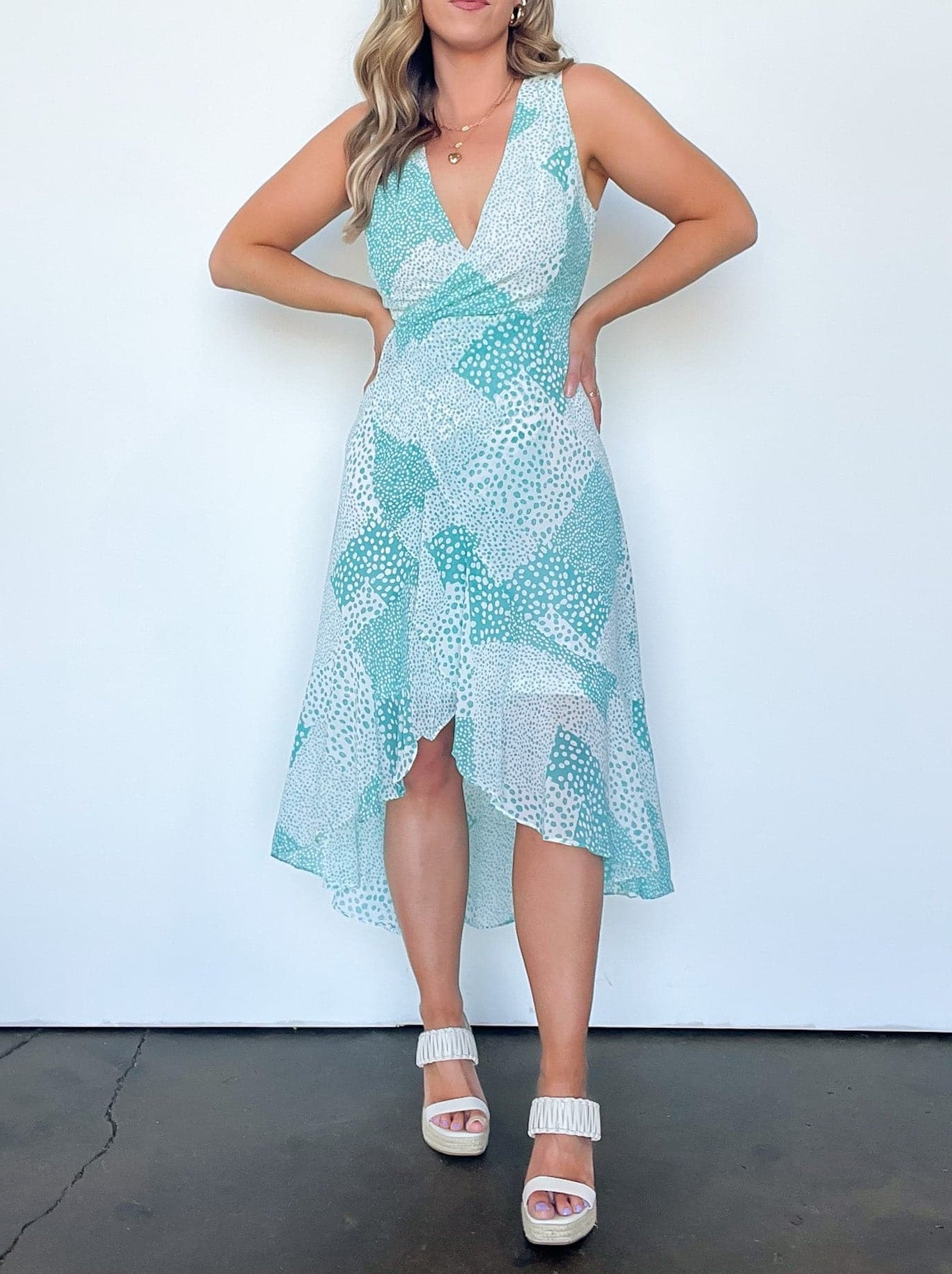 Patchwork Ruffle Hem Dress