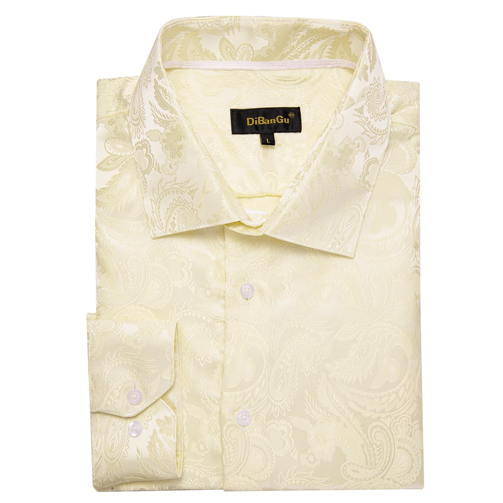 Men's Paisley Dress Shirt Long Sleeve Wrinkle Free Button Down Cowboy Shirts - Beige&paisley