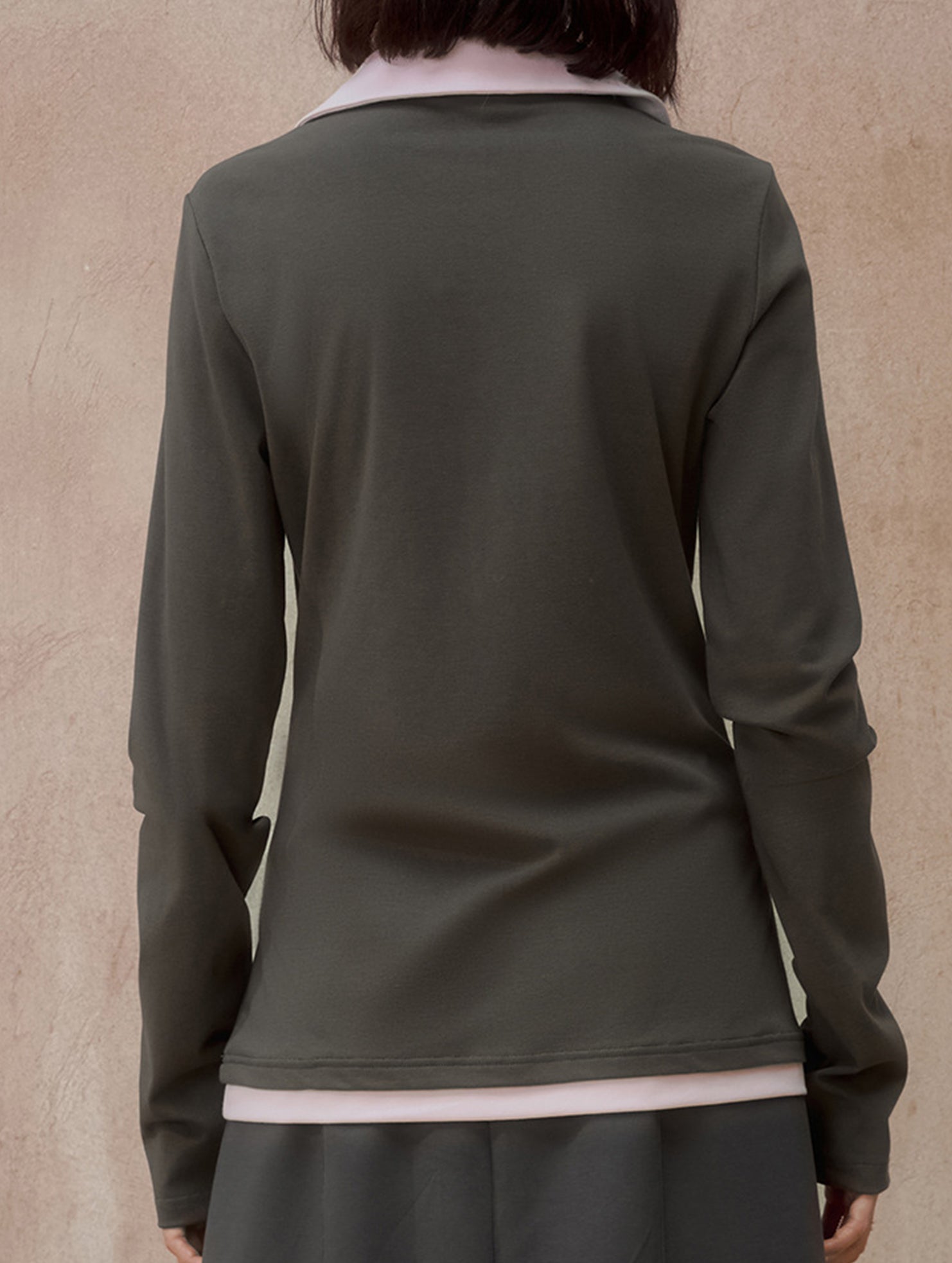 Color Block Faux Two Piece Polo Tee_CWTTL01218