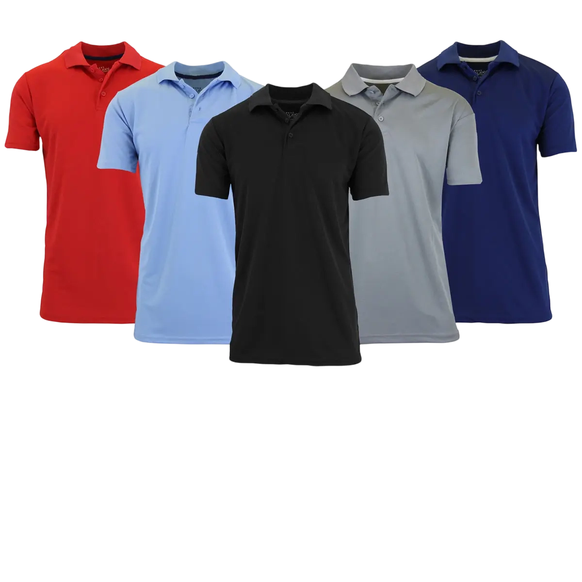 Men's 5-Pack Dry Fit Moisture-Wicking Fabric Polo Collar Shirt Menswear Stylish Ribbed Sleeve