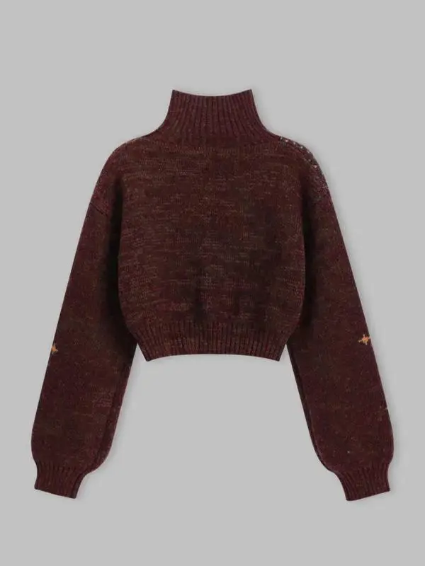 Women's Moon & Star Pattern High Neck Sweater